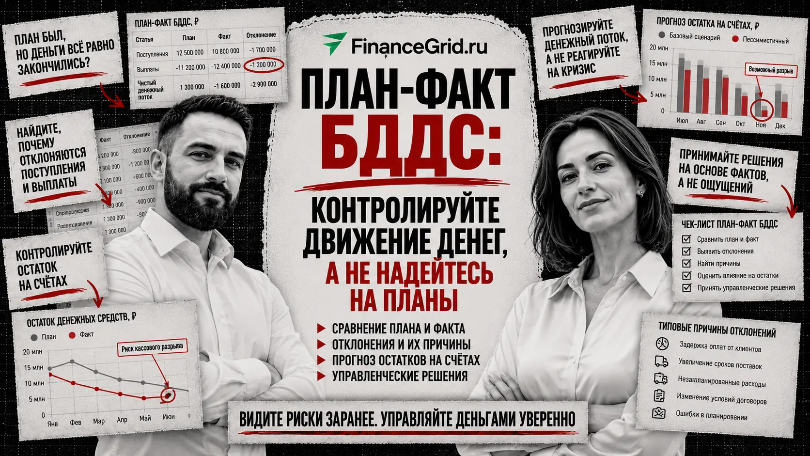 План-факт БДДС: сравнение поступлений и выплат, причины отклонений и прогноз остатка денег